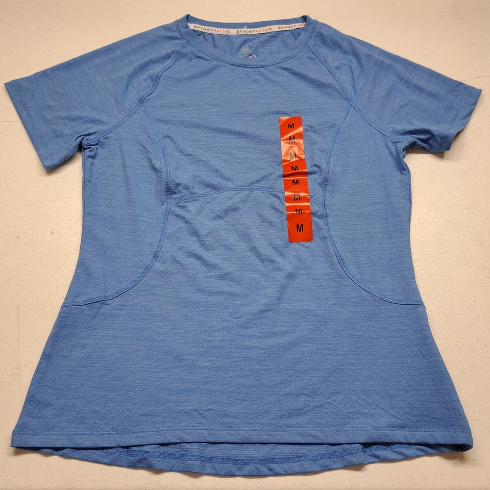 Spyder Womens Tee Medium Blue NWT Active Performance Short Sleeve 1948-154